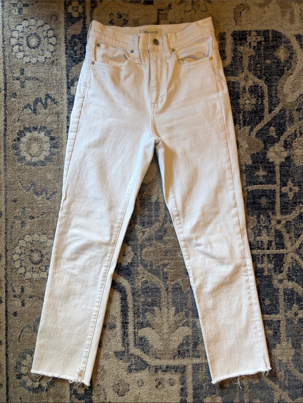 Madewell White High-Rise Slim Boy Jean Cropped Straight